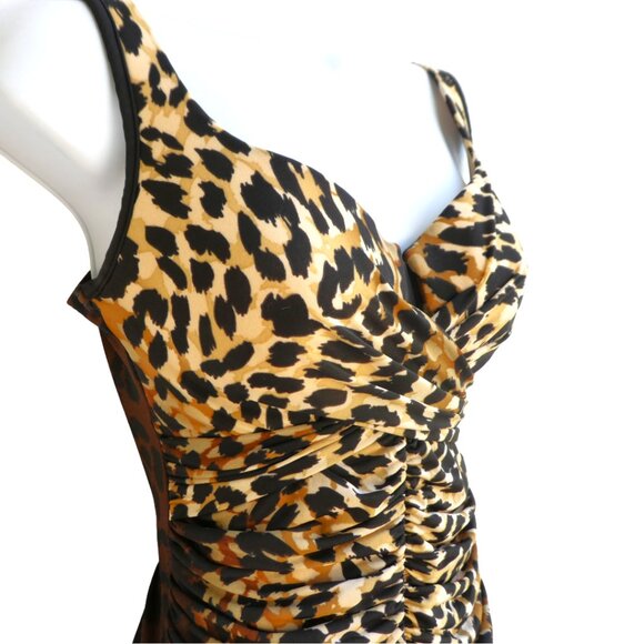 Miraclesuit One Piece Swimsuit Contrasting Animal Cat Bra Sweetheart Ruched 8 - Picture 3 of 11